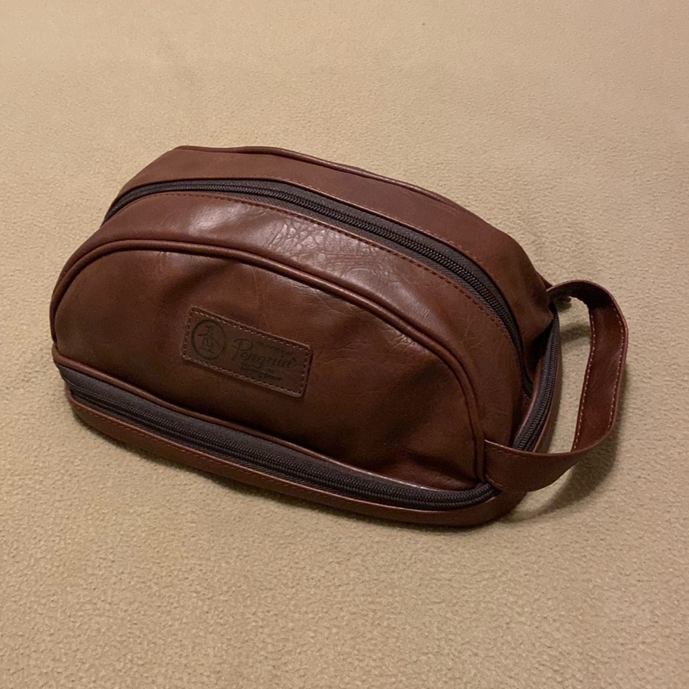 Original Penguin leather toiletry bag.
